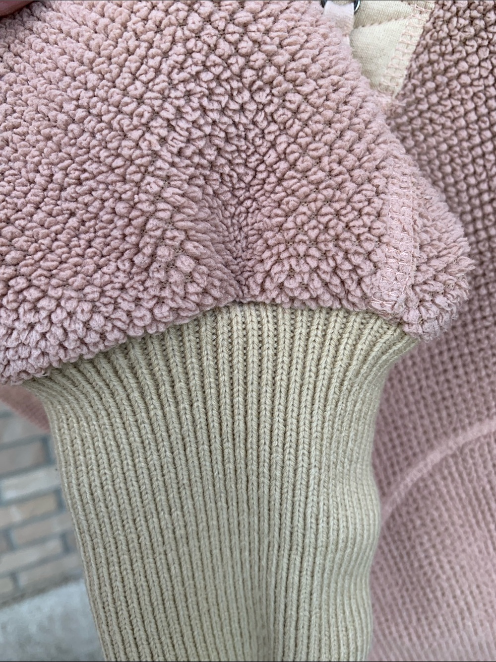 Free People movement Chunky Half-Zip Pullover in Dusty Rose and Cream xs - Picture 6 of 6